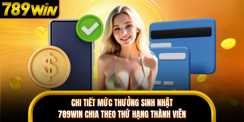 Chi tiết mức thưởng sinh nhật 789WIN chia theo thứ hạng thành viên